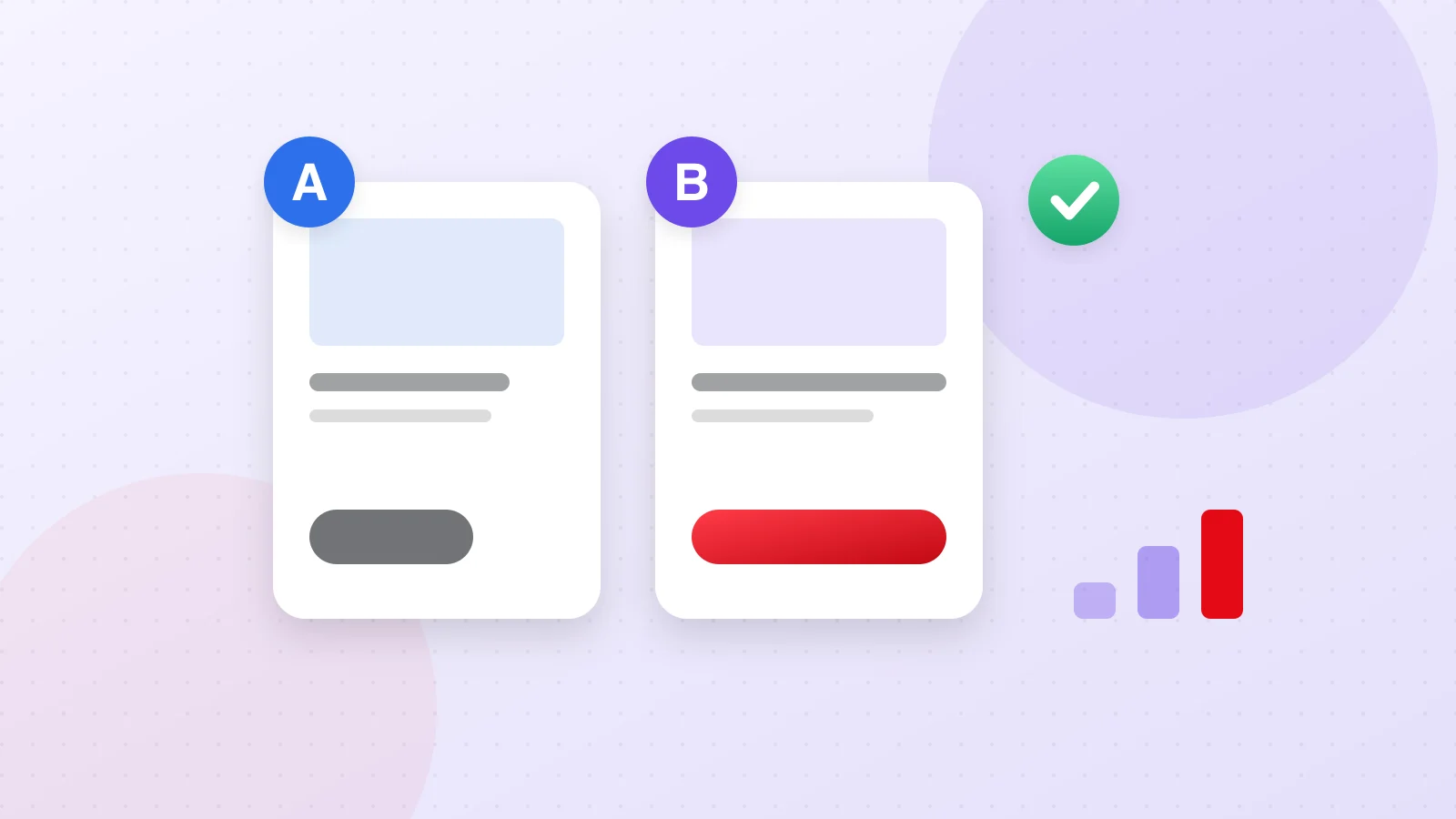 Illustration of two screens labelled A and B with a comparison chart