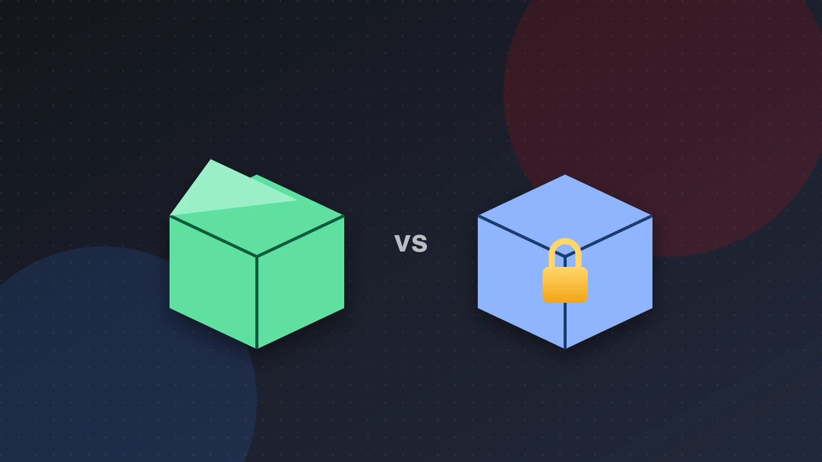 Illustration of an open box and a locked box on a balance scale representing AI models