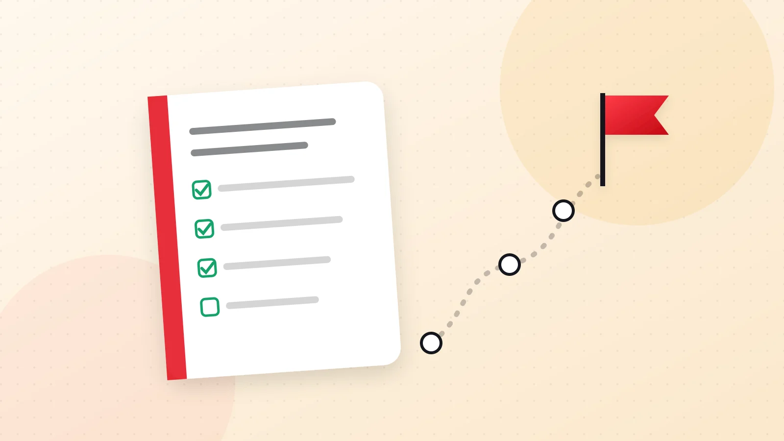 Illustration of a notebook, a roadmap and a target flag representing business planning