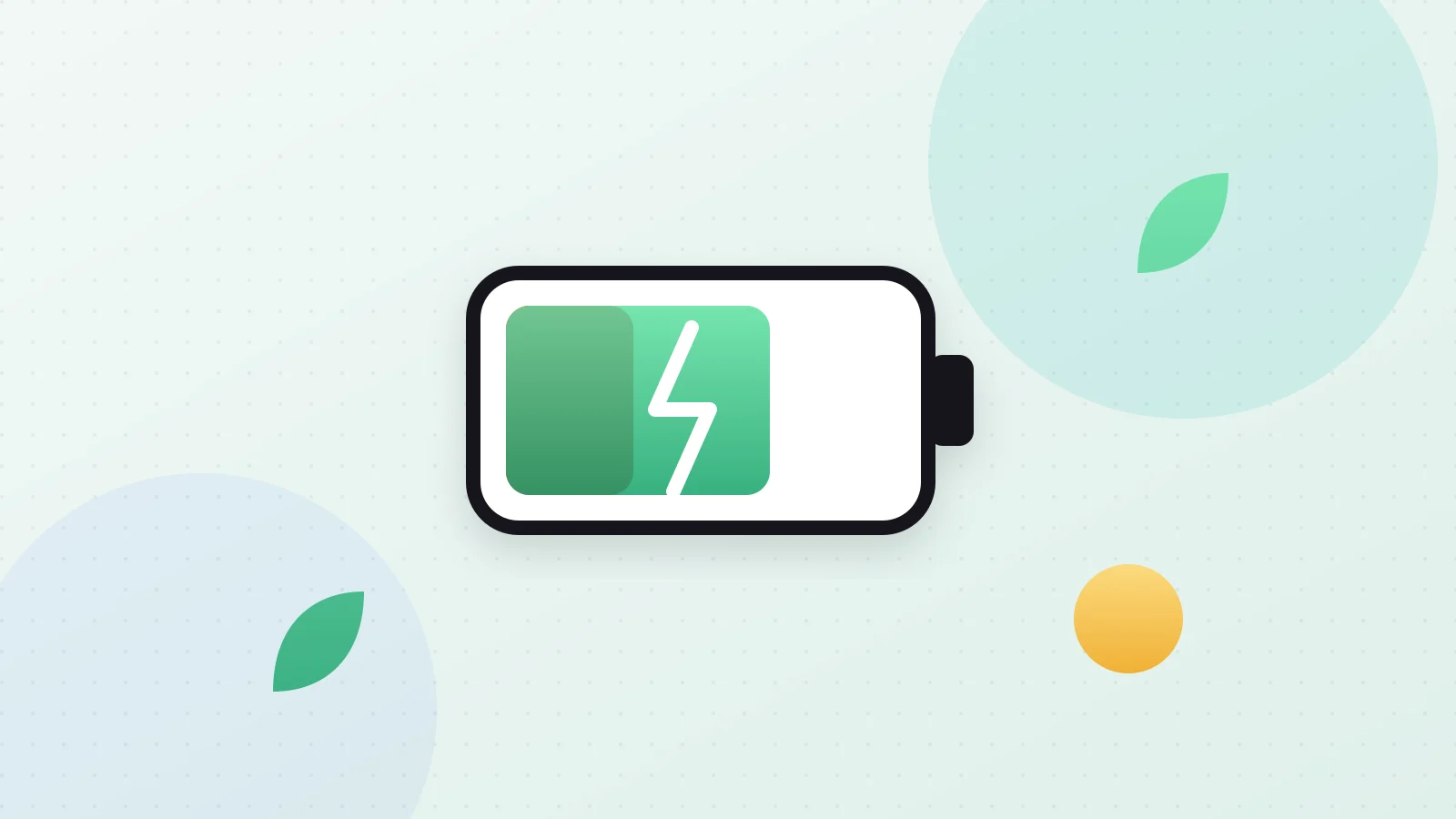 Calm illustration of a low battery icon recharging