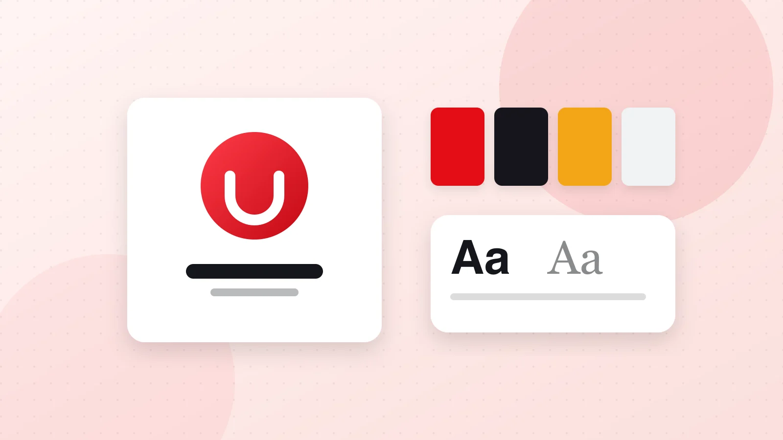 Illustration of a colour palette, logo sketches and type samples for brand identity