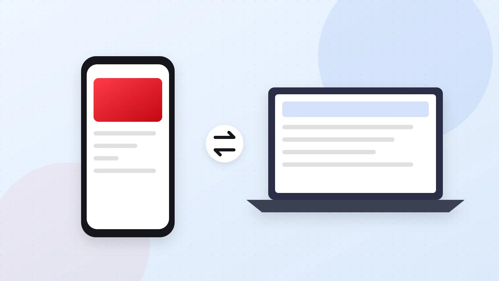 Illustration of a phone and a laptop side by side with a decision arrow between them