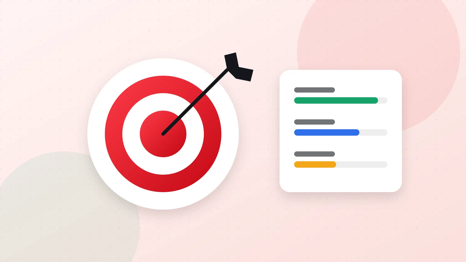 Illustration of an arrow in the centre of a target with progress bars