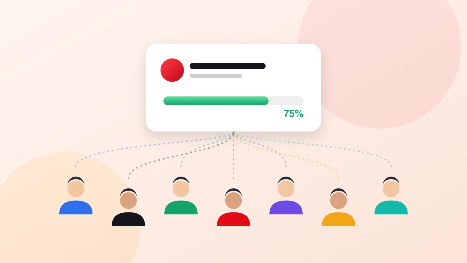 Illustration of many small investors contributing to a startup, with a funding progress bar