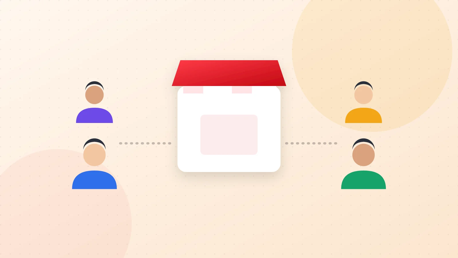 Illustration of a two-sided marketplace connecting buyers and sellers through a central platform