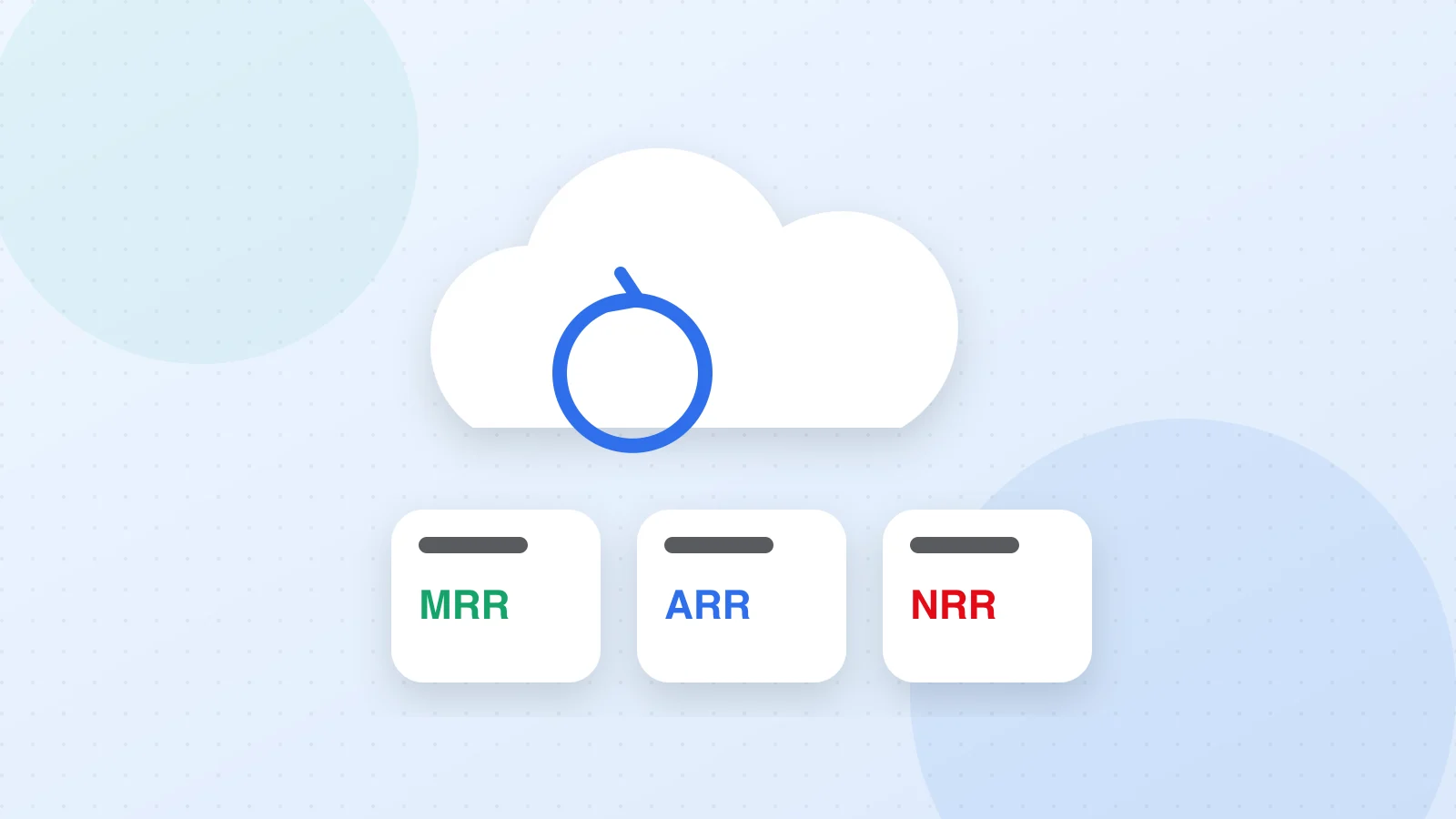 Illustration of subscription cards connected to a cloud with circular revenue arrows