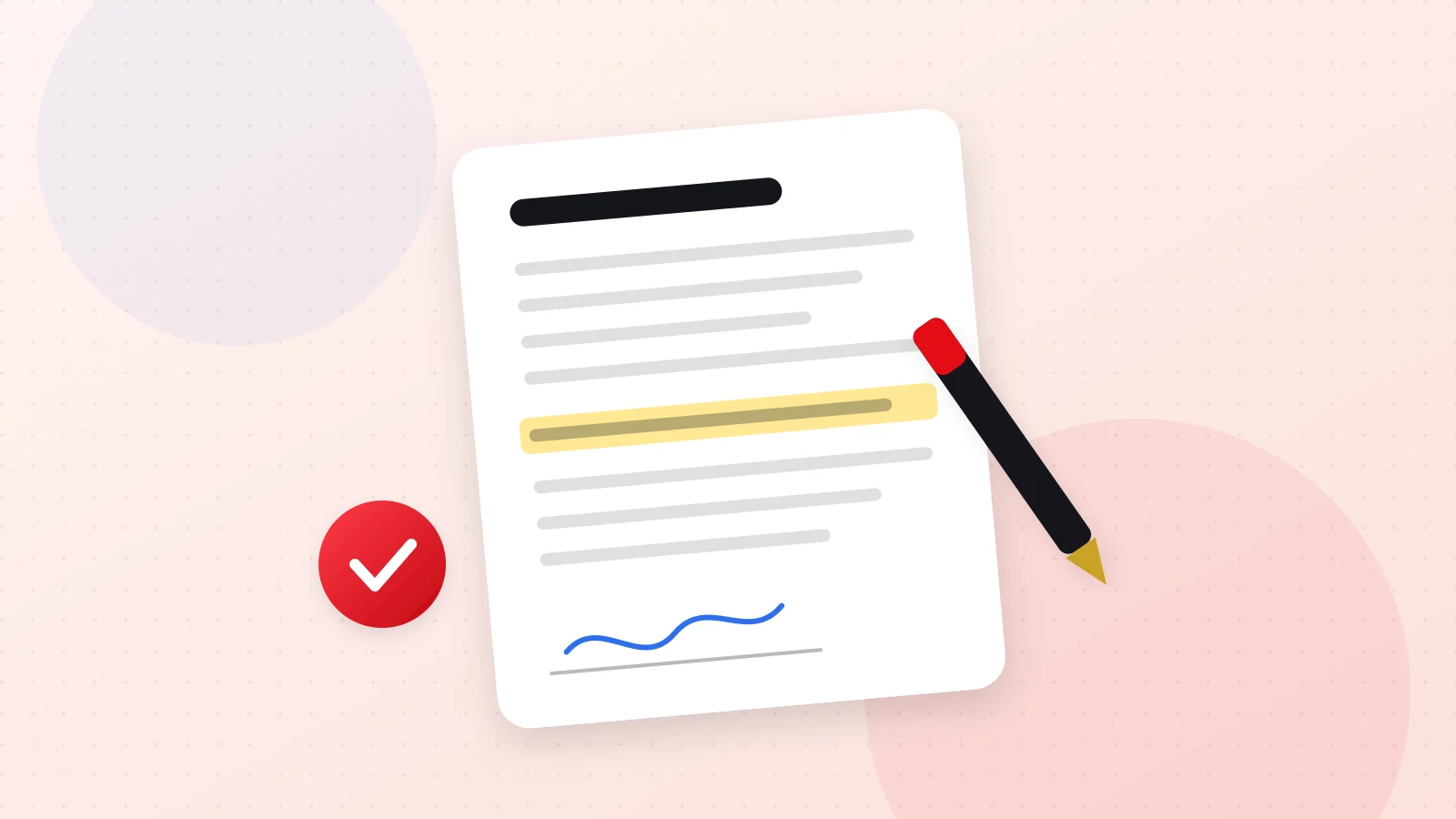 Illustration of an investment document with highlighted clauses and a pen ready to sign
