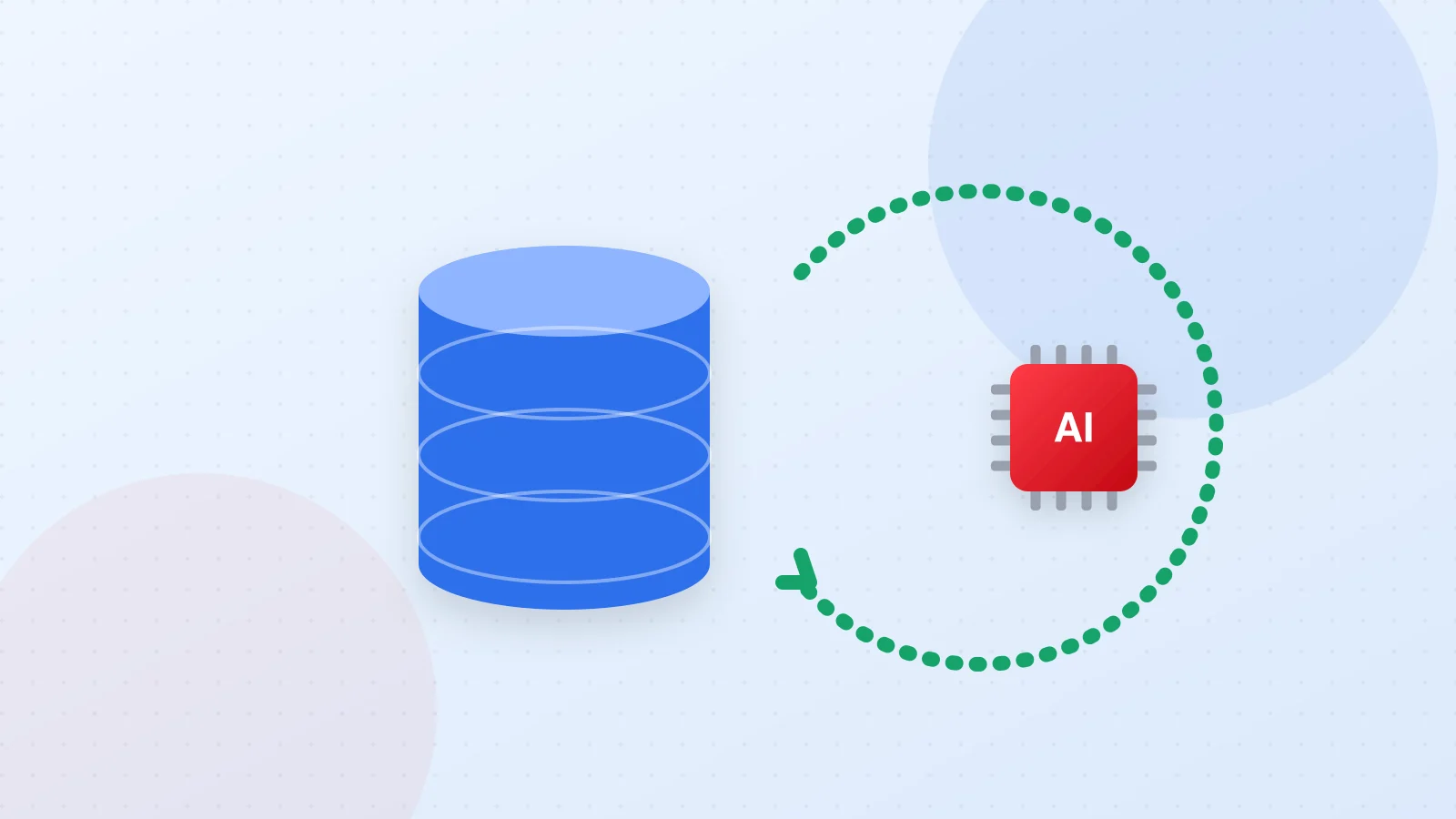 Illustration of a growing database cylinder inside circular arrows