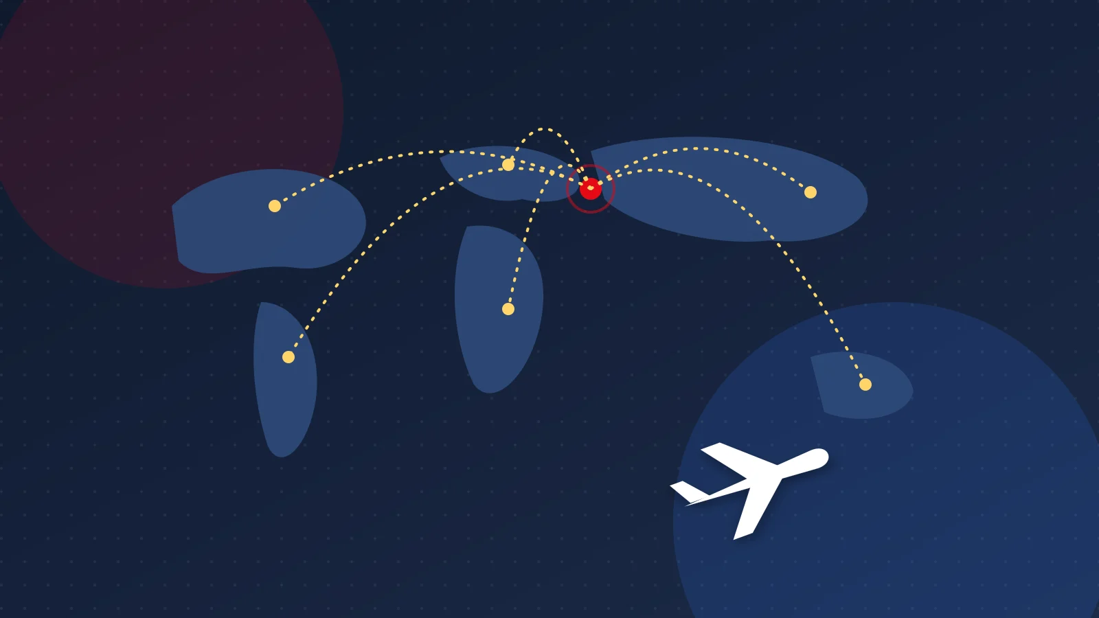Illustration of a world map with flight routes reaching out from Türkiye to other continents